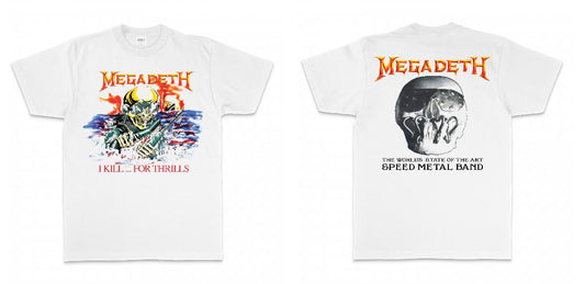 Megadeth I Kill For Thrills White Short Sleeve Shirt